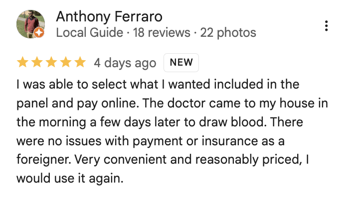 5 star Google review for SaludyVos